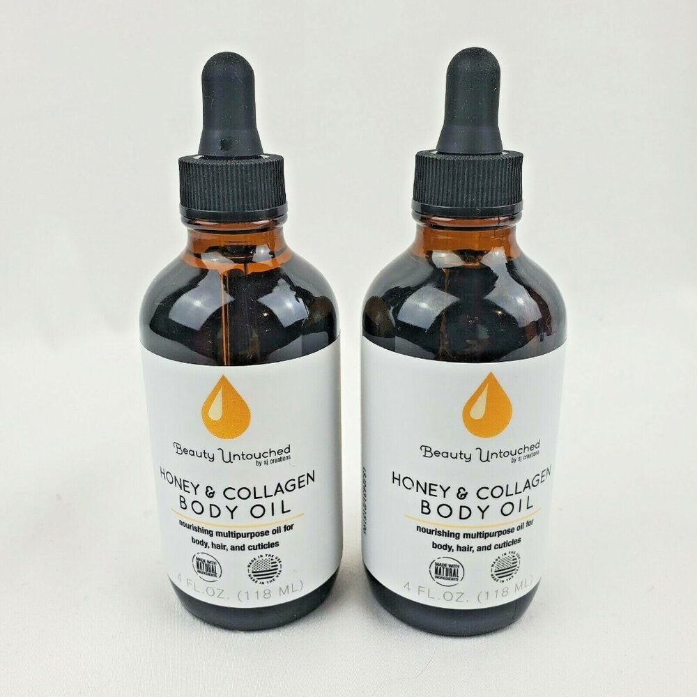 2X Beauty Untouched SJ Creations Body Oil Honey & Collagen 4oz each